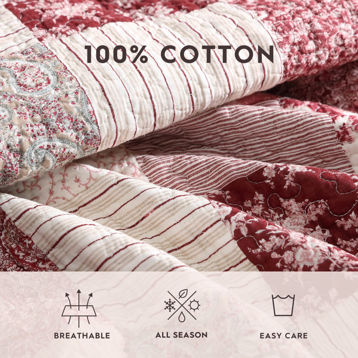 Laura Ashley Celina Patchwork Cotton Reversible Quilt Set & Reviews Wayfair